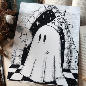 Wizard Ghost- spooky fantasy art print