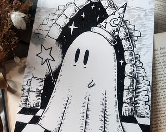 Wizard Ghost- spooky fantasy art print