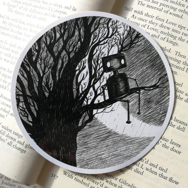 Lonely Robot vinyl sticker- laptop sticker
