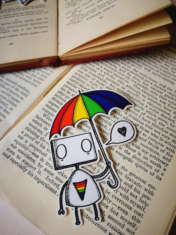 Rainbow Robot vinyl sticker- LGBT pride laptop sticker