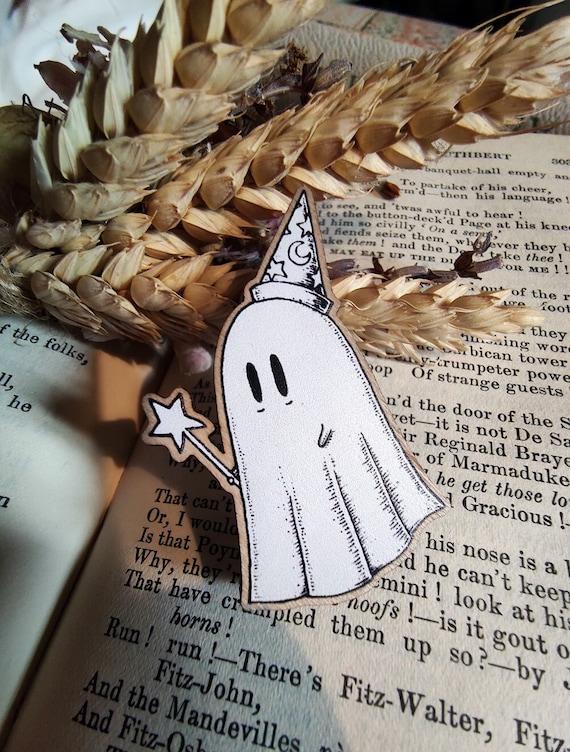 Wizard Ghost Wooden Pin Badge- Spooky fantasy Pin