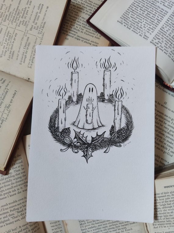 Candle ghost- Original ink drawing