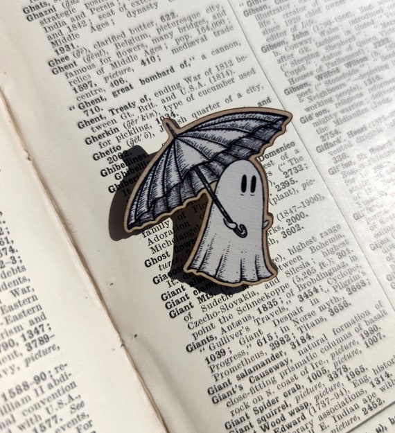 Rainy Day Ghost Wooden Pin Badge