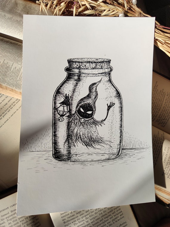Poe in a Bottle- art print- Zelda Ocarina of Time Inspired