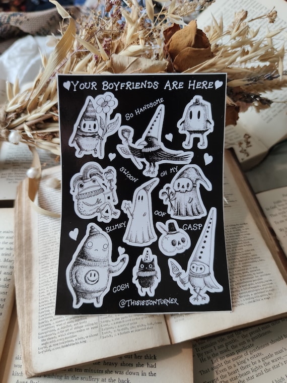 Your Boyfriends Are Here vinyl sticker sheet- collection of ten little fantasy character stickers