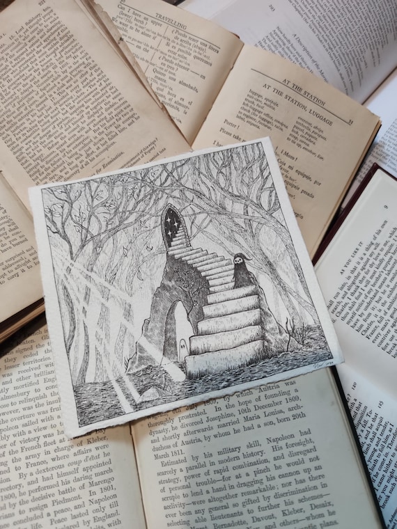 Cosmic Stairway- Original spooky ink drawing from Fragments
