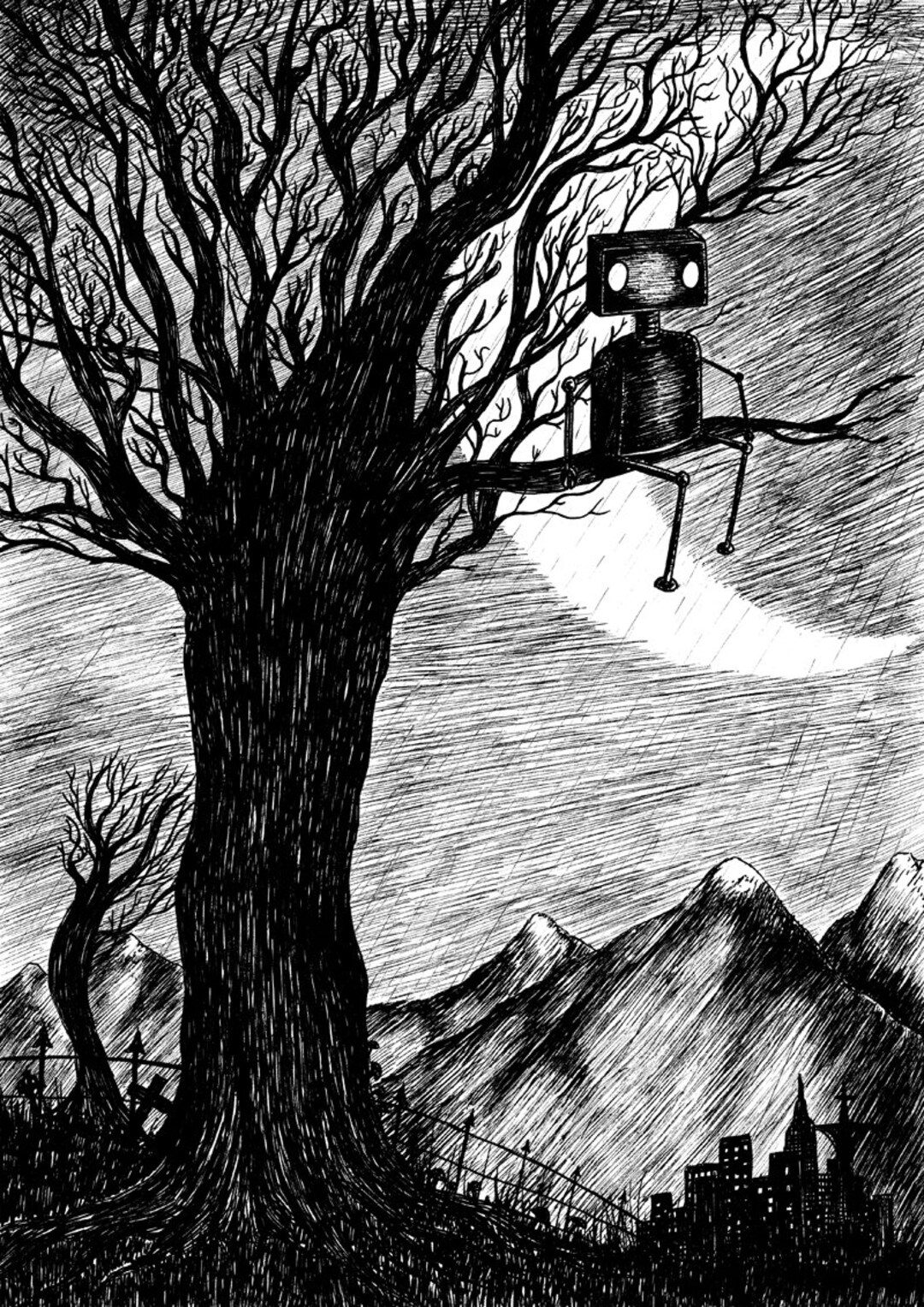 Lonely Robot Art Print Etsy UK