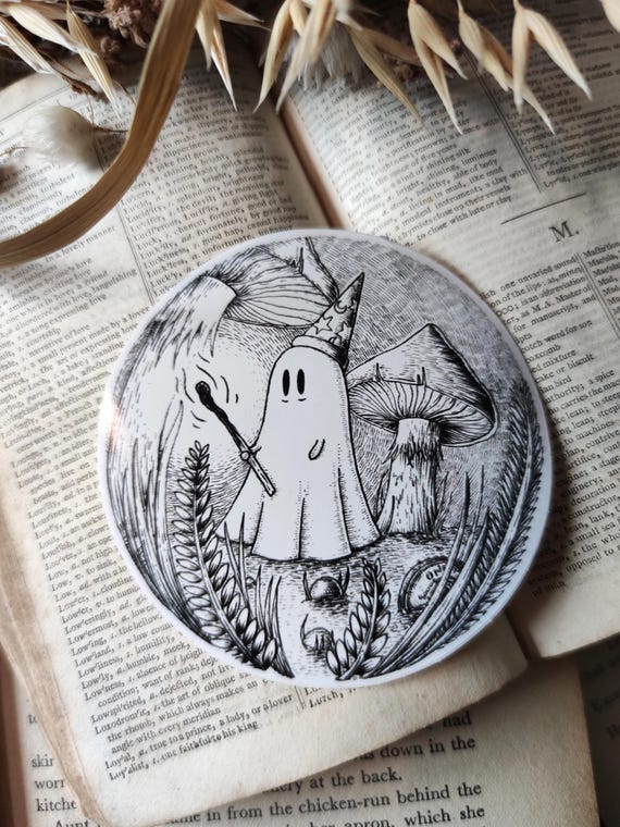 Wizard Ghost vinyl sticker- spooky fantasy laptop sticker