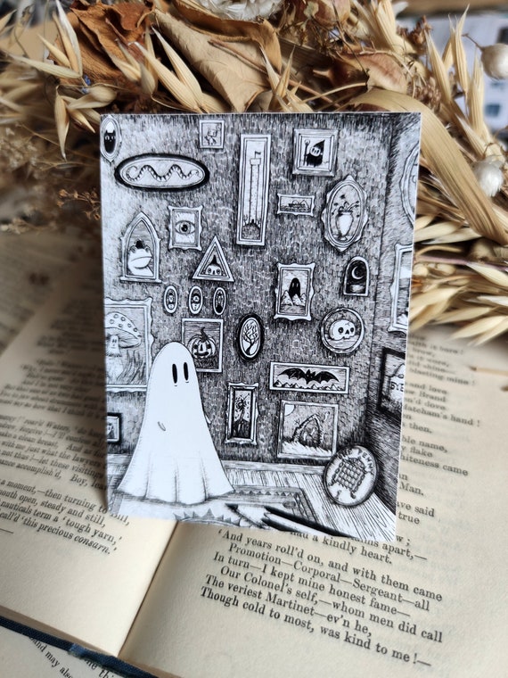 Gallery of Curiosities vinyl sticker- spooky ghost gallery laptop sticker