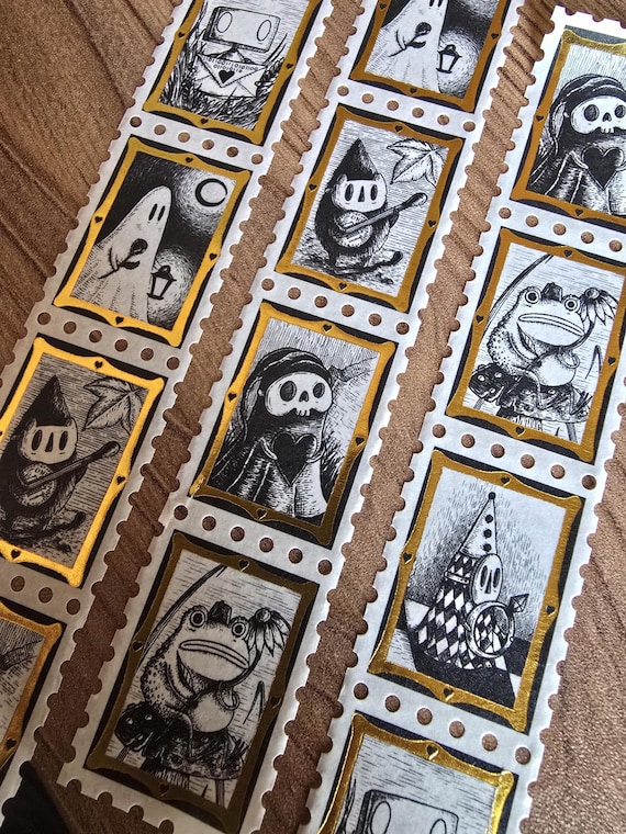 Spooky Suitors- Gold Foiled Stamps Art Washi Tape