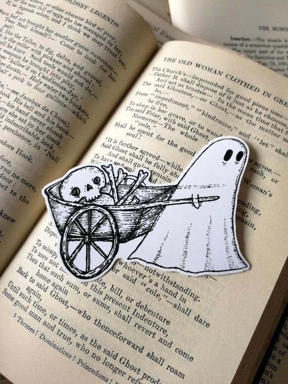 Bonecart Ghost vinyl sticker- spooky laptop sticker