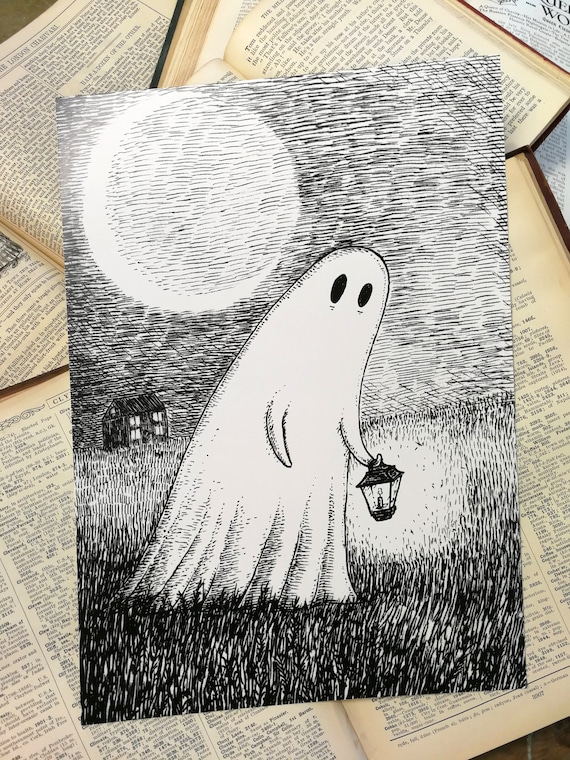 Wandering Ghost- spooky art print