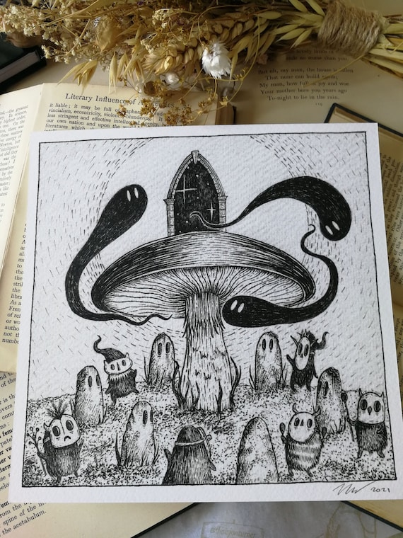 Enchanted Toadstool- Magical Square Art Print With Poem