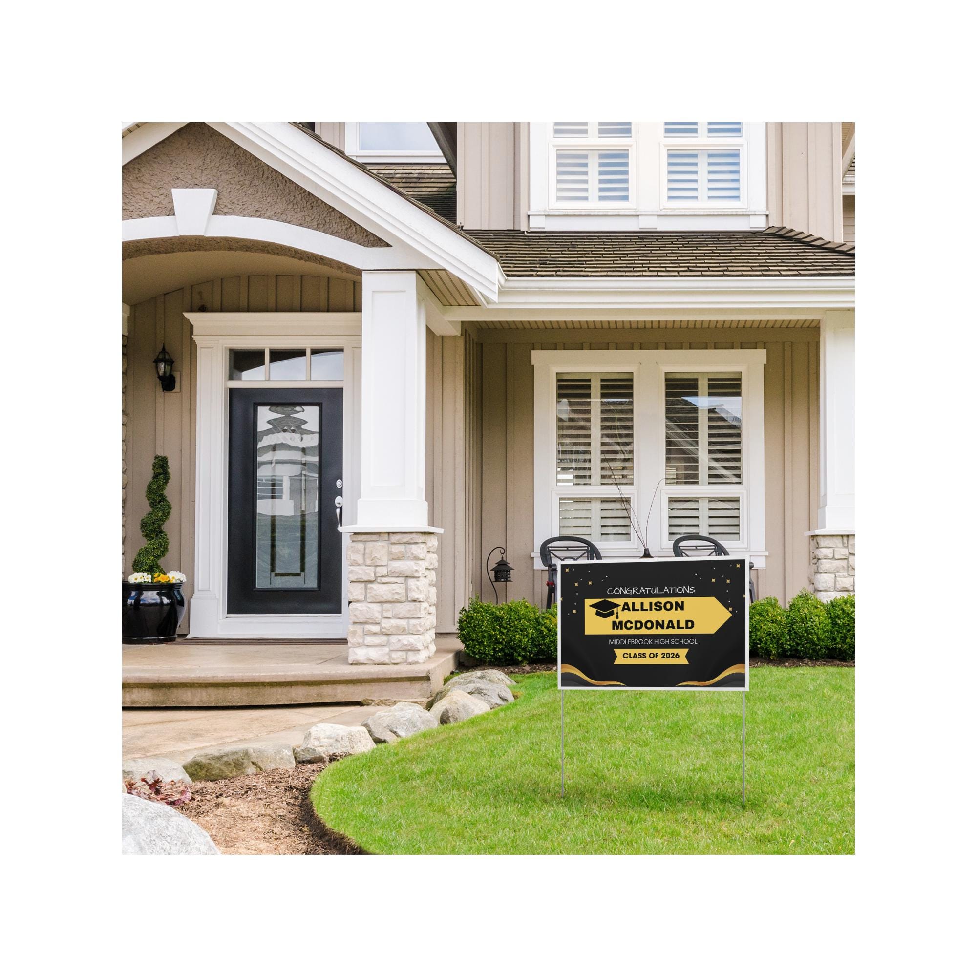 Black and Gold Graduation Yard Sign | Class of 2026 Lawn Sign ...