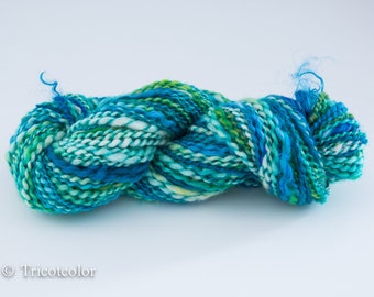 Lana hilada merino tricotcolor tejido crochet tejido teñido a mano lana madeja hilo de lana azul verde mercería pura lana