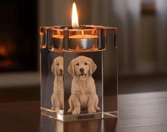 Bougeoir Personnalisé en Verre avec Photo 3D, Chandelier en Cristal Gravé avec Votre Texte/Photo, Chandelier Décoratif pour Mariage, Anniversaire, Décoration D'intérieur(6CM