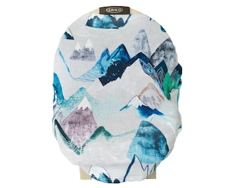 Carseat Cover / Nursing Cover. Stretchy, multi-use infant. Boy, neutral, blue gray mountains