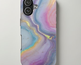 Pastel Holographic Swirl Agate Case for iPhone, Samsung, Glitter Geode Marble Texture