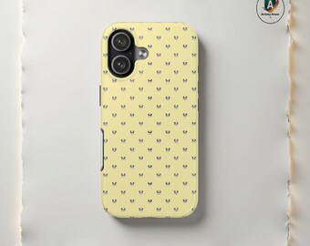 Funda para teléfono con estampado de panda y lunares en amarillo mantequilla, estilo Y2K, para iPhone 17-11 y Samsung Galaxy S25-S21