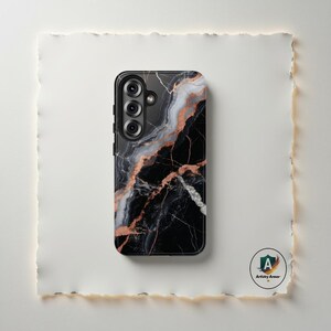 Liquid Gold Abstract Samsung Phone Case, Dark Fluid Ink Art, Protective Shell for Samsung Galaxy S25, S24, S23, S22, S21, Agate Print