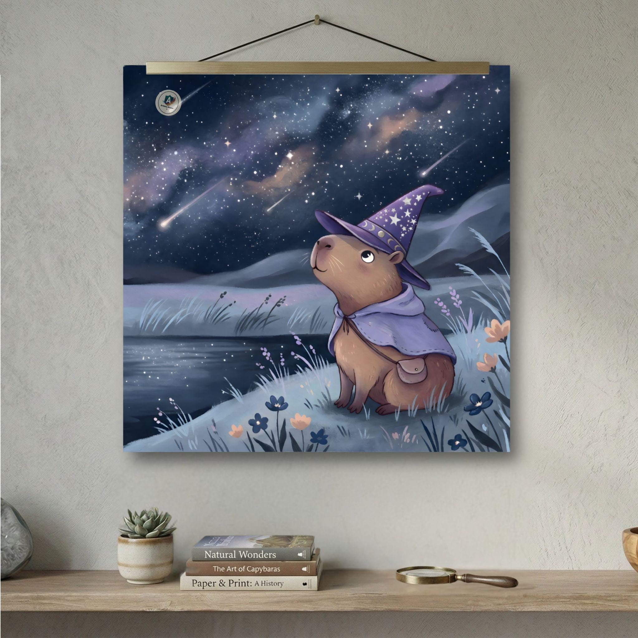 Wizard Capybara Art Print, Stargazing Galaxy Fantasy Wall Decor - Etsy