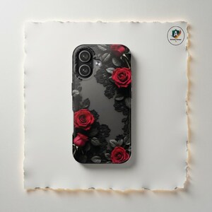 Gothic Phone Case Ruby Red Rose Color, Whimsi Goth iPhone Skin 17-11, Goth Samsung S25 -S21, Whimsy Goth Style