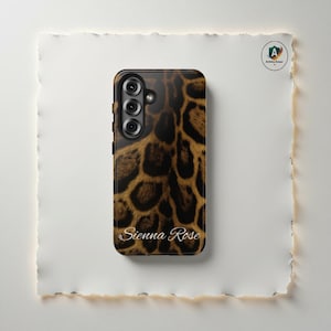 Clouded Leopard Art Phone Case, Custom iPhone Case, Personalized Samsung, Personalized Script iPhone 17-11 and S25-S21