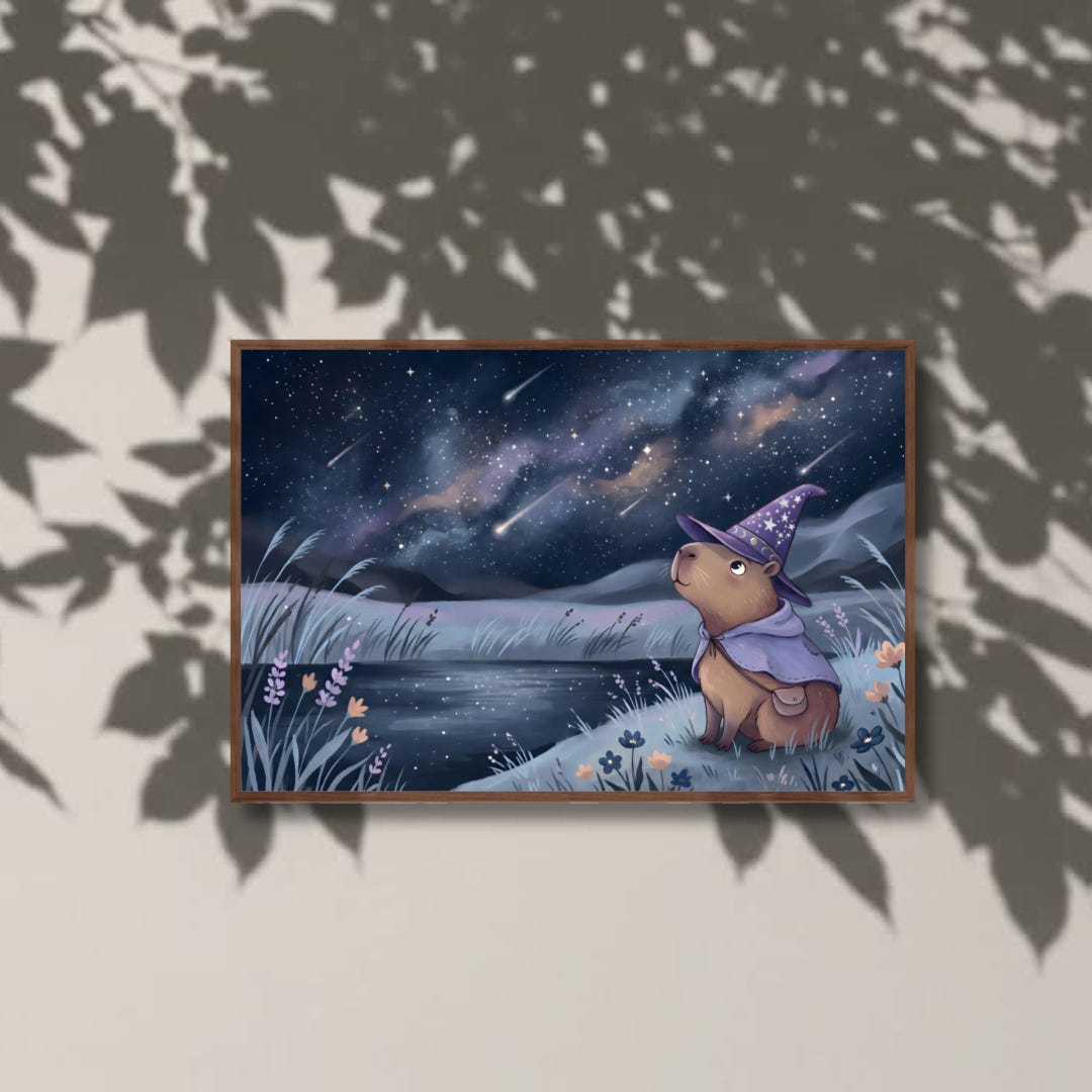 Wizard Capybara Art Print, Stargazing Galaxy Fantasy Wall Decor - Etsy