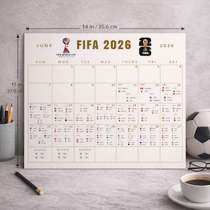 JUNE - FIFA World Cup 2026 -  Match Schedule -Poster Matte Horizontal Calendar- Soccer