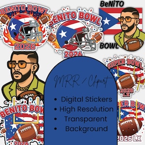 Benito Bowl MRR PNG Bundle, Bad Tour Bunny PNG, Super Bowl Halftime Show, Team Benito, Puerto Rico