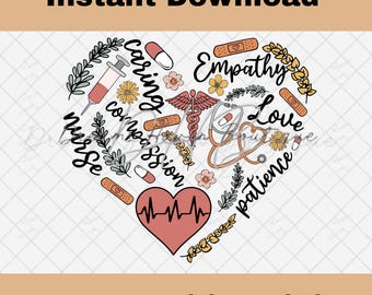 Nurse Heart PNG | MRR I Medical Icon Sublimation Design (Digital Download)