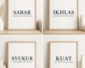 Minimalist Islamic Wall Art Prints Set | Modern Muslim Home Decor (Digital Download)