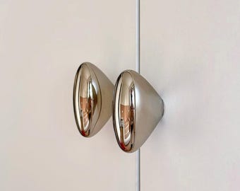 Silver oval cone solid brass knob/Silver Handles and Knobs/Polished Nickel finish/Brass Knobs for Cabinets & Furniture/knob handmade