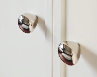 Bright silver Single hole Brass Knob/Solid Brass Knobs/Modern Cabinet Handles Kitchen Knob/Ornate brass knobs