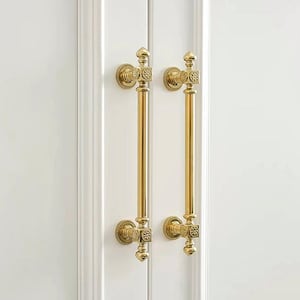 Manijas de puertas de gabinete de lujo francesas/Manijas y perillas de latón macizo/Manijas de oro y plata pulidos/Una manija que consta de 13 componentes