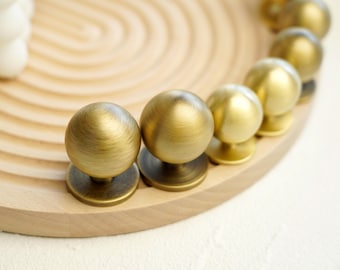 Puxadores redondos para armários em latão escovado antigo/puxadores e alças em latão escovado/puxador de gaveta em latão maciço/puxadores pequenos para gavetas/puxadores de ferragens