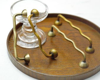 Wavy Solid Brass Handle/Antique Brass & Brushed Antique Cabinet handles/old brass drawer handles/kitchen cabinet handles