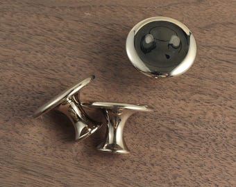 Solid Brass Mushroom Cabinet Knob/Modern Silver Dresser Pull/Wardrobe Pulls/Desk Knobs/kitchen Dresser knobs/Polished Nickel Cabinet pulls