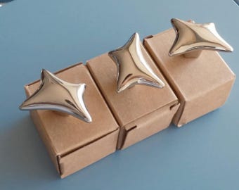 Silver Solid Brass Knob/Irregular cabinet door knobs/Polished Nickel finish/Ornate brass knobs/pulls and knobs for cabinets