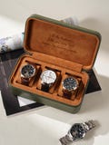 Personalized Leather Watch Box for Men, Custom Watch Case, Travel Watch Organizer, 3 Slot Storage, Gift for Husband Dad Groomsmen