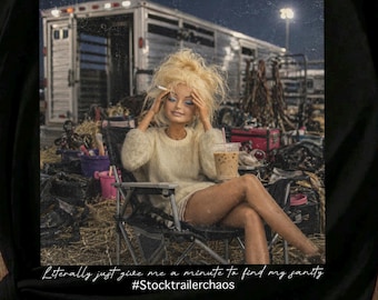 Livestock Showmom Barbie T-Shirt: "Stock trailer chaos " Funny Farm Apparel, Stockshow Mom, Fair Shirts