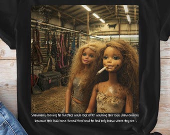 Livestock Showmom Barbie T-Shirt: "Livestock Wash Rack" Funny Farm Apparel, Stockshow Mom, Fair Shirts, livestock designs