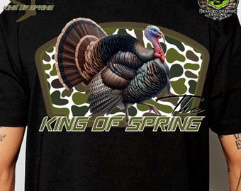 Turkey Hunting King Of Spring PNG, Camo Design (Digital Download), Print on Demand, Men’s Clothing, Gifts for men, Turkey Fan , Turkey Camo