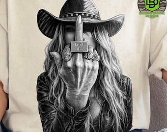 Western Cowgirl Png| Middle finger Png | She’s From Texas Shirt | Western Png | Trendy Western| Print on Demand | Southern Png
