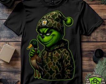Grinch Duck Hunting PNG | Camo Christmas Sweater (Digital Download) Merry Grinchmas PNG , Retro Christmas, Christmas PNG
