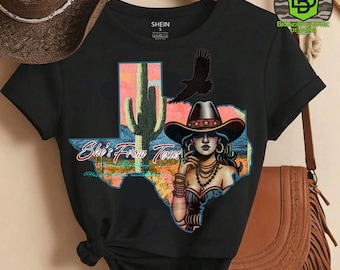 Retro Western Png| She’s From Texas | Western Png | Print on Demand  | Trendy Western| Distressed Western | Southern Png