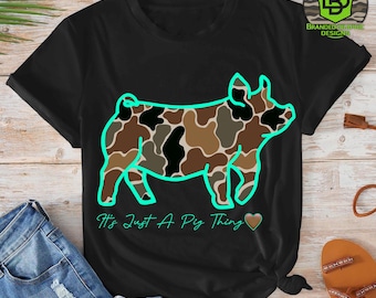 Camo Show Pig PNG Bundle | Livestock Shirt Design (Digital Download), Mom Era , Print on Demand