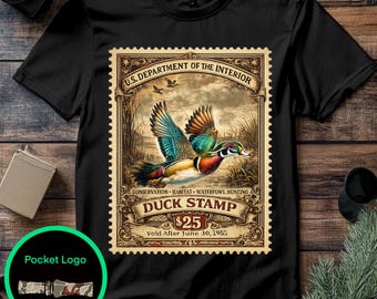 Vintage Wood Duck Stamp PNG, Waterfowl Hunting Design (Digital Download )