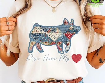 Show Livestock Pig  Design | Faux Quilt Pig Png| PNG File| Show Livestock | Mom Era | Print On Demand | Farm Animal Png| Faux Crochet Pig