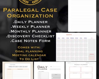 Legal Case Management Templates | Attorney & Paralegal Organization (Digital Download)